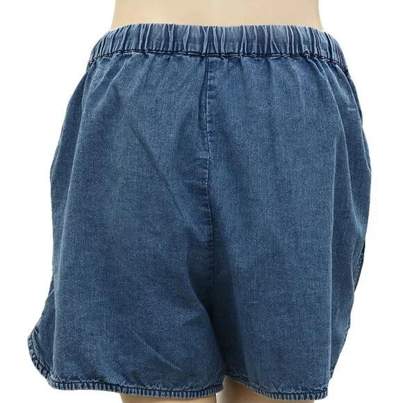 Nili Lotan Tilly Cotton Chambray Shorts High Waisted Deep Indigo M New 258013